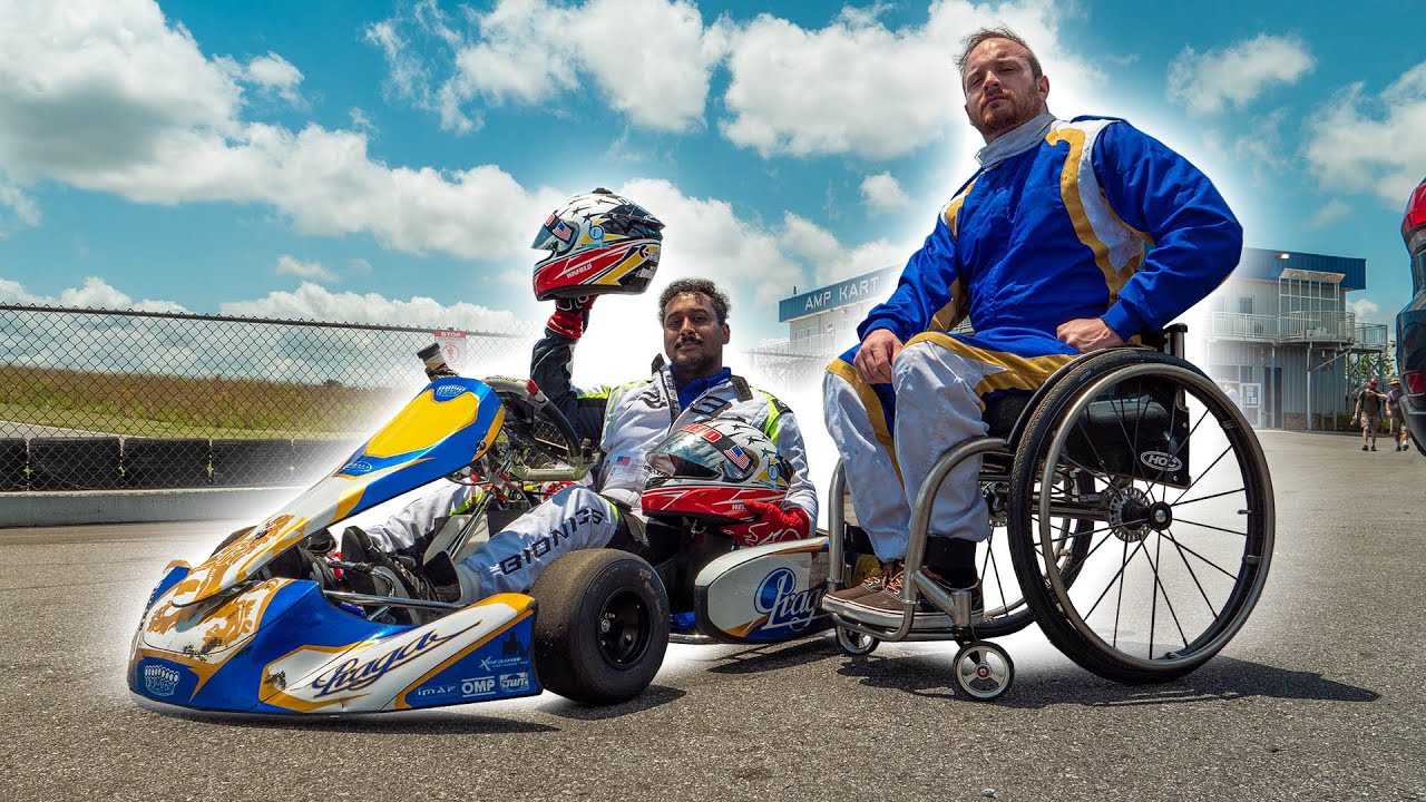 two people with disabilities kart racing